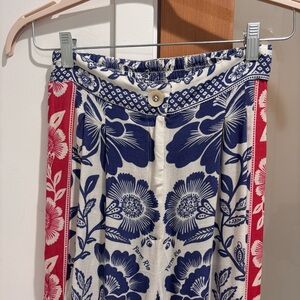 FARM Rio Blue and Red Floral Straight Leg Pants